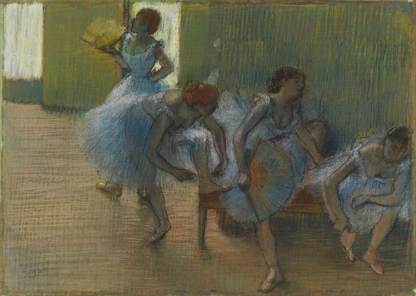 Among the 77 works on view in the Royal Academy of Arts exhibition is Edgar Degas’s 1898 pastel Dancers on a Bench.