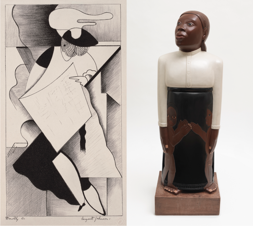 Dorothy C., circa 1938 (left), and Forever Free, 1933, both by Sargent Claude Johnson.